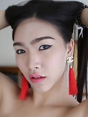 21 year old busty Thai ladyboy with big cock gets a facial